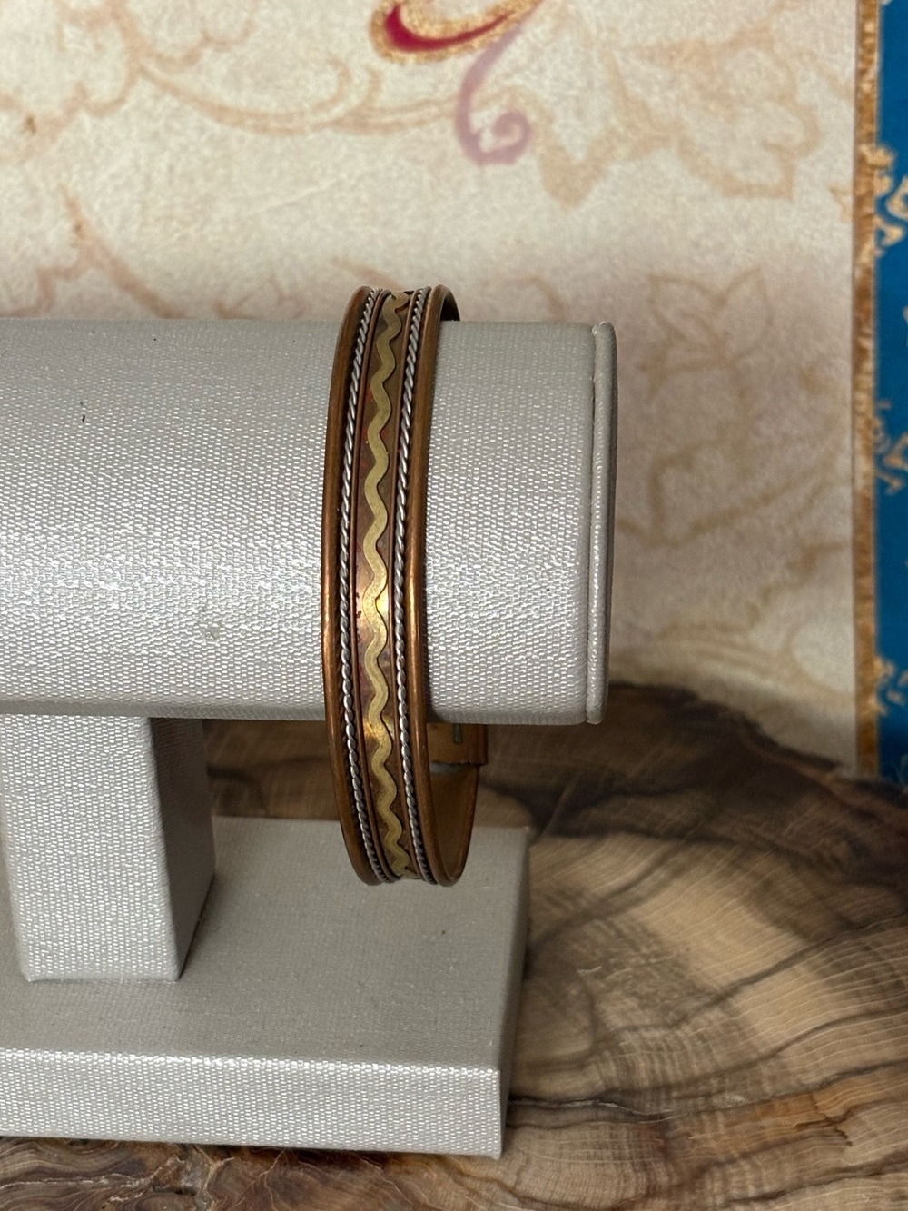 Hand Crafted Brass Copper Silver Cuff Bracelet